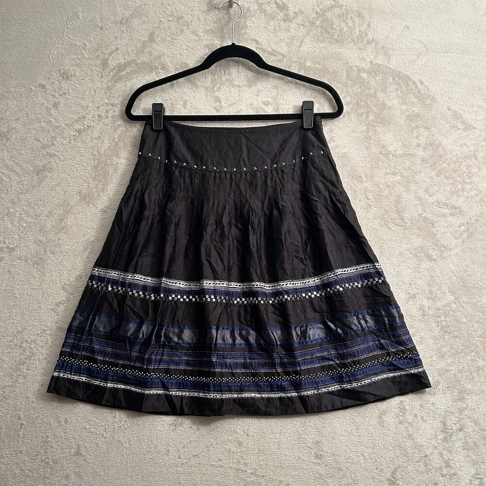 Alfani 4 Petite Beaded Sequin Black Silk and Cotton Sequin and Beaded Skirt